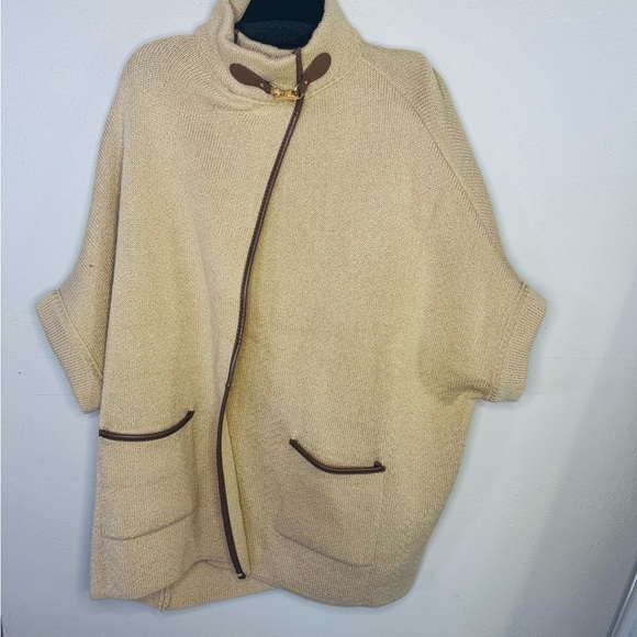 Beige Cape with Brown Trim - Picture 2 of 8
